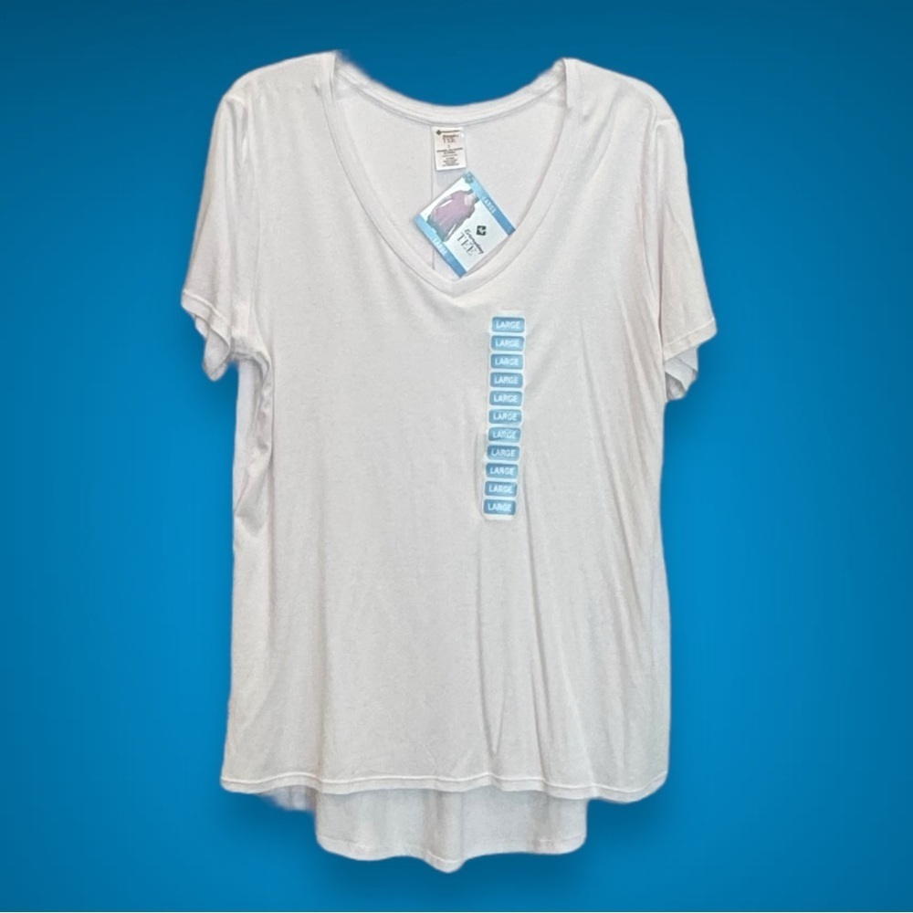 Members Mark Favorite Everyday Tee White S/S V-neck Shirt Top Size L NWT